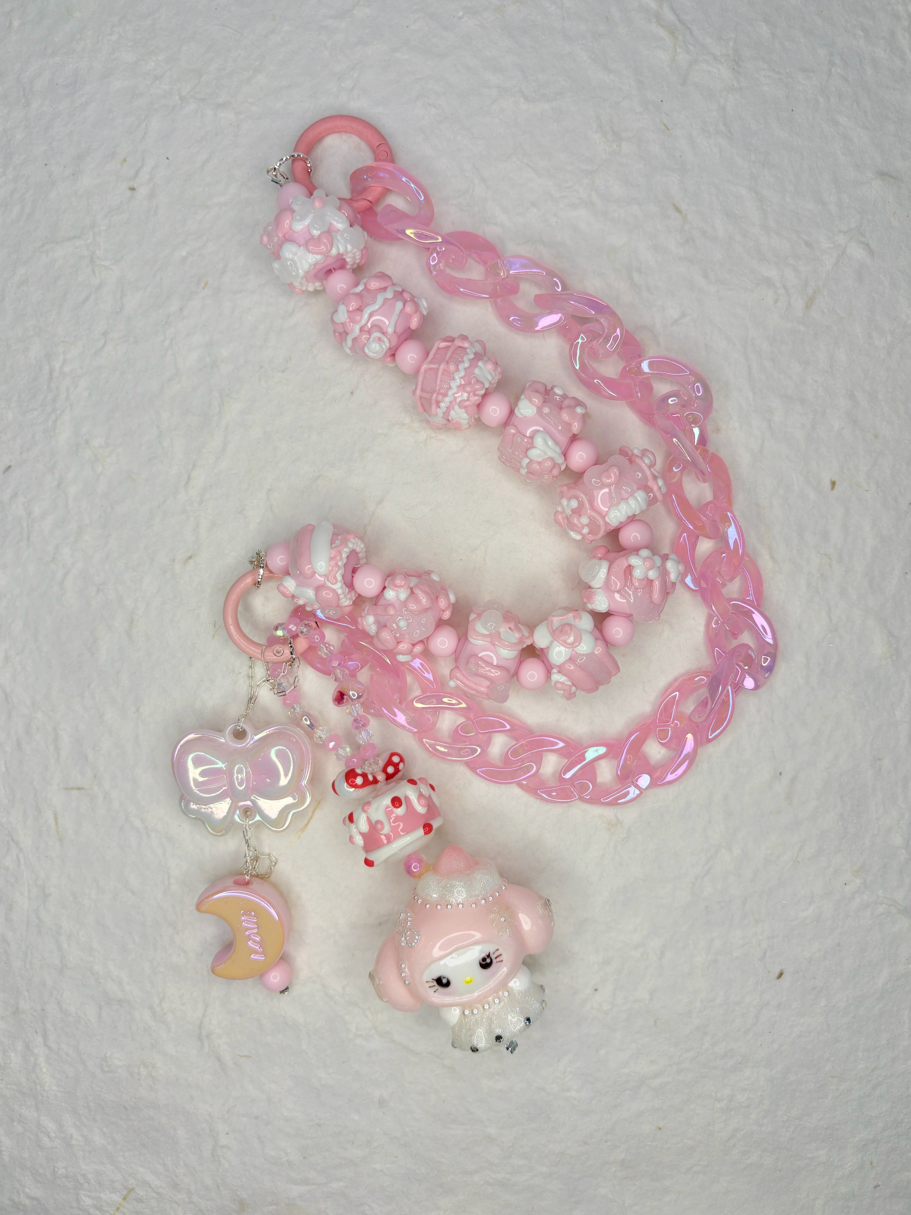 “Strawberry Milkshake” Handmade Bag Charm | One-of-a-Kind Limited Edition