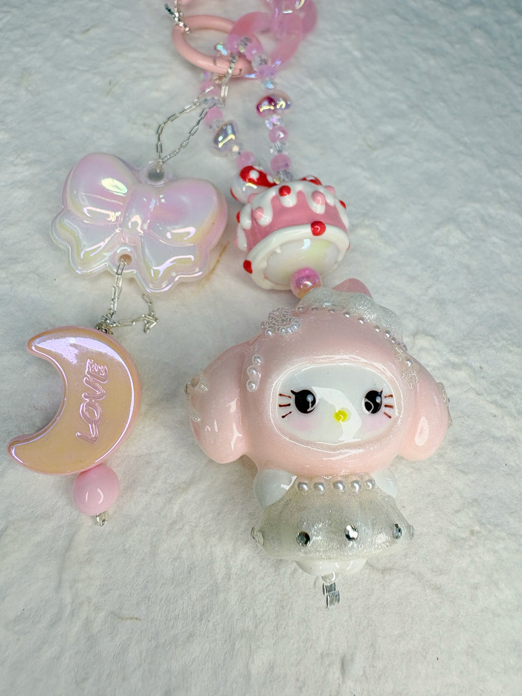 “Strawberry Milkshake” Handmade Bag Charm | One-of-a-Kind Limited Edition