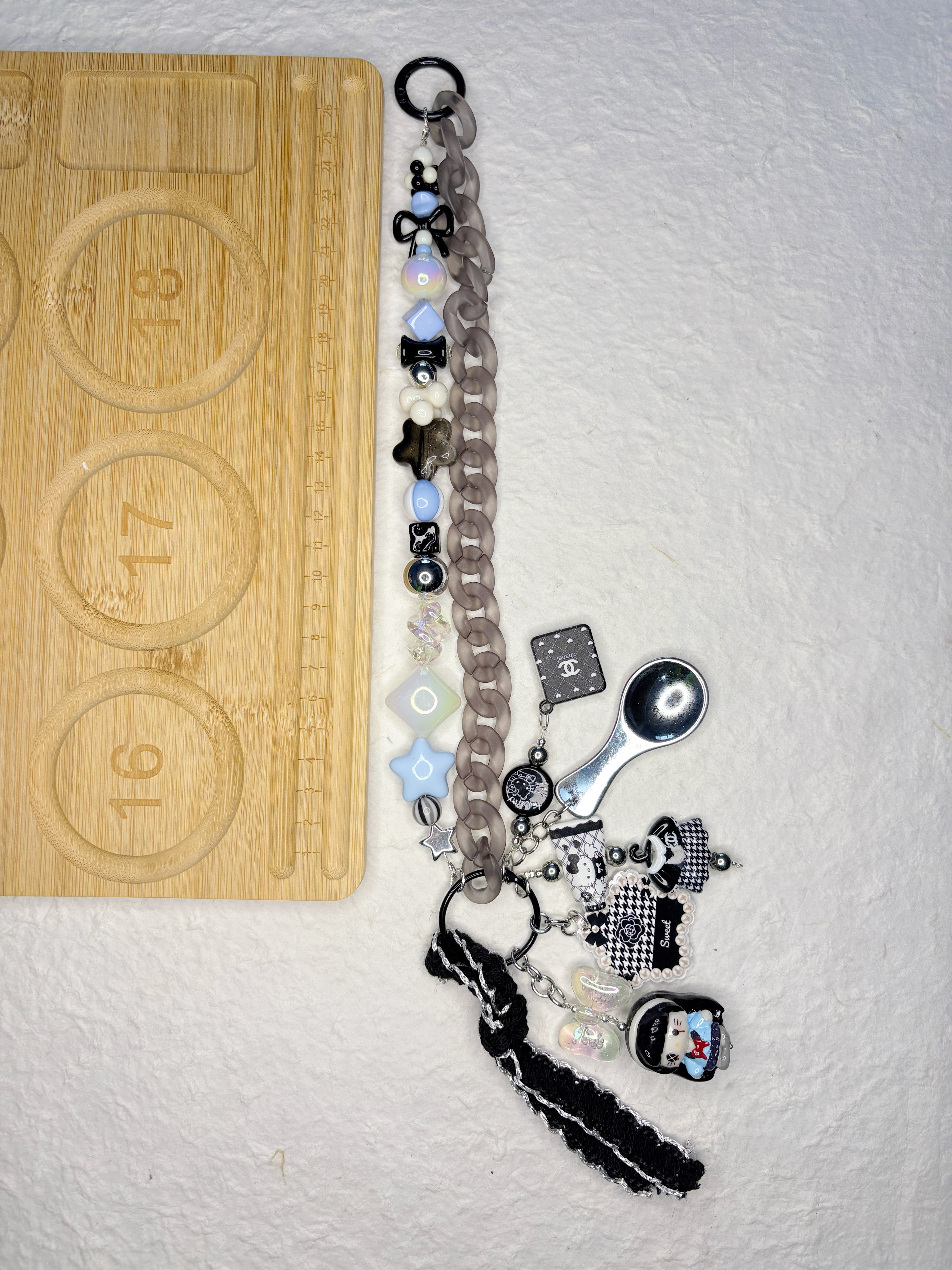 “Black & White Tale” Handmade Bag Charm | One-of-a-Kind Limited Edition