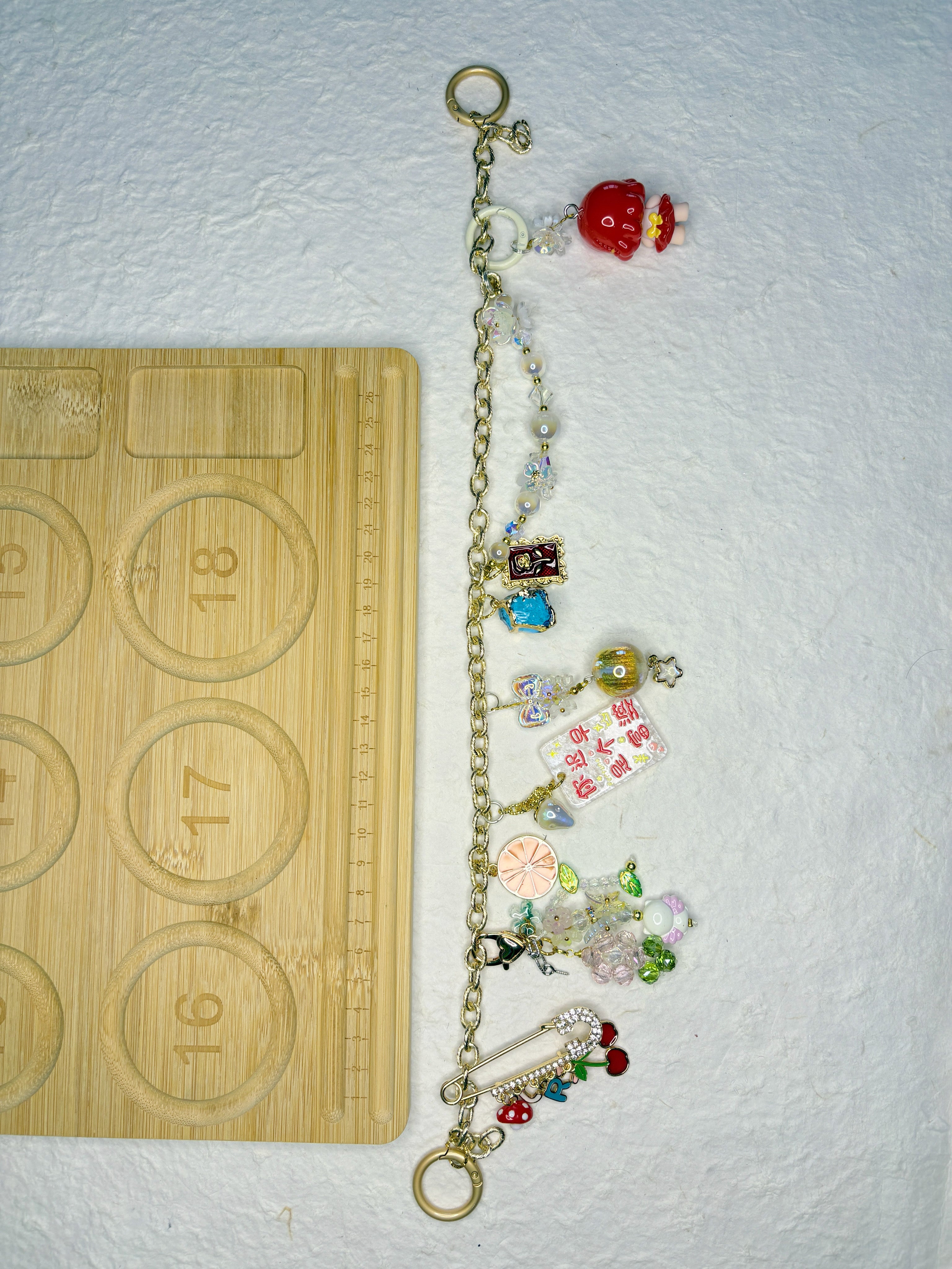 “Cream & Gold Tale” Handmade Bag Charm | One-of-a-Kind Limited Edition