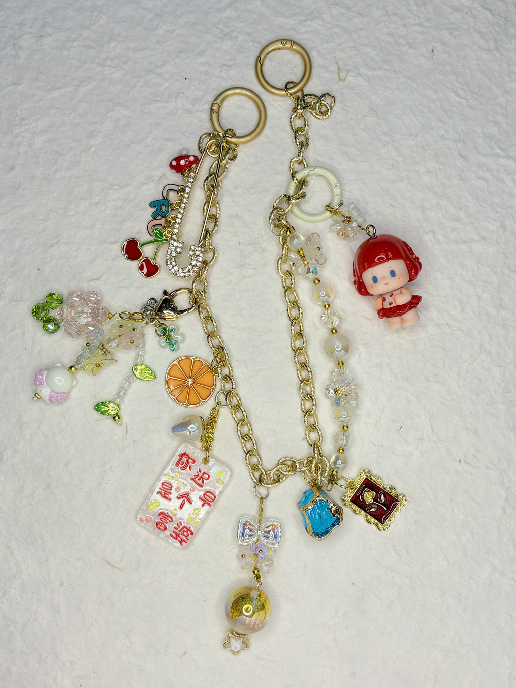 “Cream & Gold Tale” Handmade Bag Charm | One-of-a-Kind Limited Edition