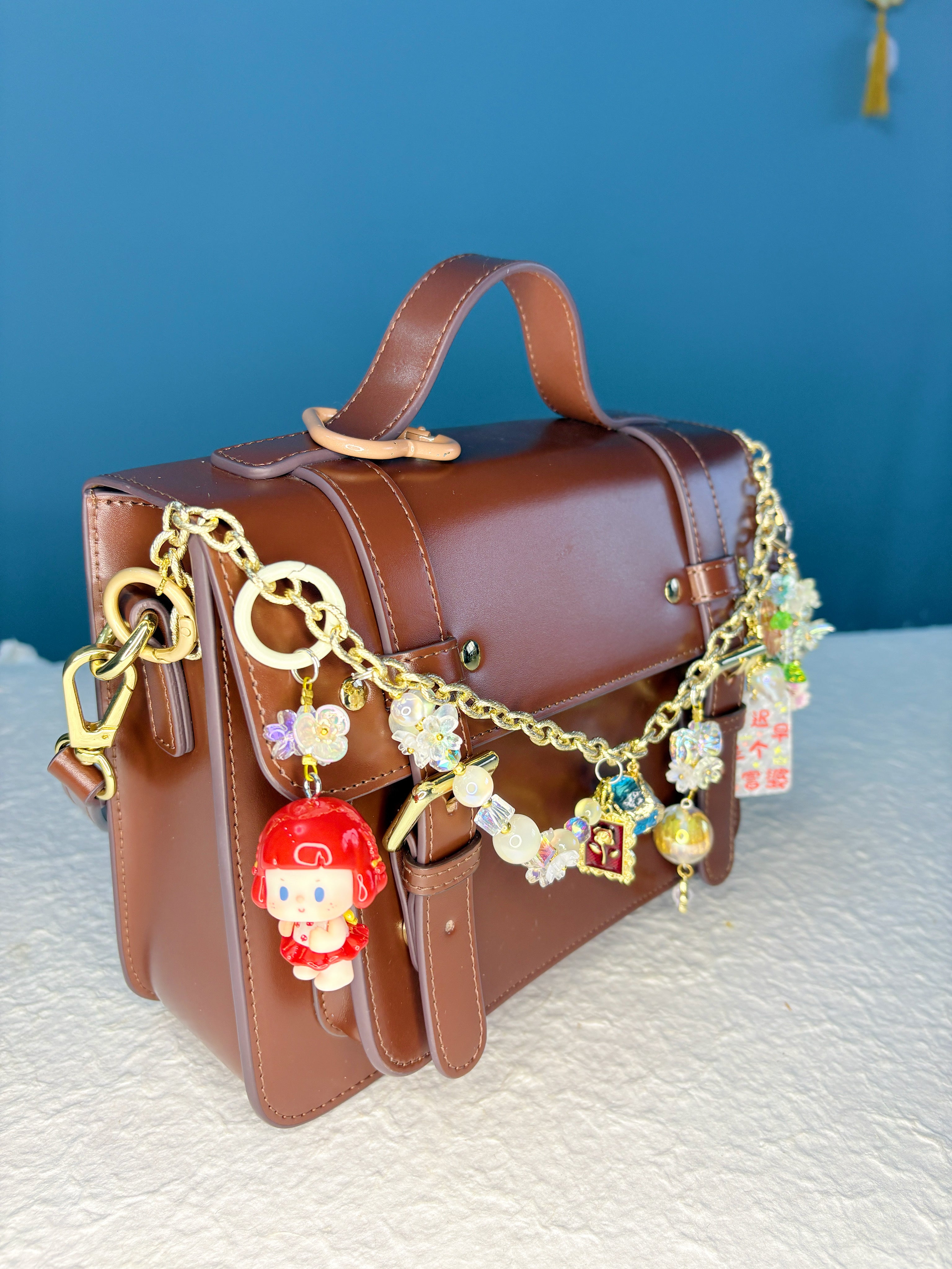 “Cream & Gold Tale” Handmade Bag Charm | One-of-a-Kind Limited Edition